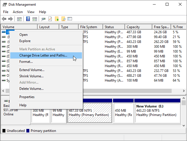 صورة لـ كيفية إخفاء الملفات والمجلدات ومحركات الأقراص في Windows 10 | windows_disk_management_change_drive_letter-WtOFsSfs-DzTechs
