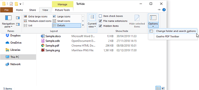صورة لـ كيفية إخفاء الملفات والمجلدات ومحركات الأقراص في Windows 10 | windows_explorer_change_folder_and_search-F2OFsSfs-DzTechs