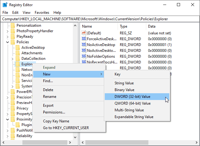 صورة لـ كيفية إخفاء الملفات والمجلدات ومحركات الأقراص في Windows 10 | windows_registry_create_dword-W4OFsSfs-DzTechs