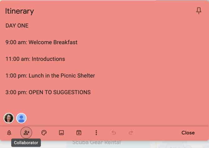 صورة لـ أفضل أدوات العمل الجماعي من Google للتعاون عبر الإنترنت | GoogleKeepNoteCollaboratorButton-nC5UxUfs-DzTechs