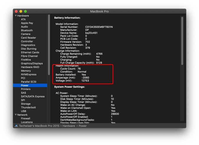 صورة لـ كيفية التحقق من صحة البطارية على الـ MacBook | cycle-count-DzTechs