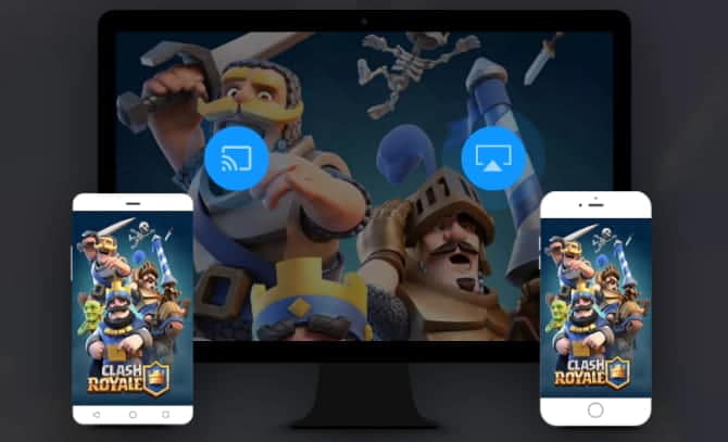 صورة لـ كيفية عكس شاشة iPhone أو iPad على جهاز التلفزيون | ApowerMirror_showing_iPhone_and_Android_device_streamed_to_TV-1NaAwWfs-DzTechs