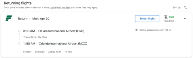 صورة لـ كيفية العثور على رحلات الطيران الرخيصة مع تنبيهات Google Flight | GoogleFlightsSelectReturningFlight-r6xNeLfs-DzTechs