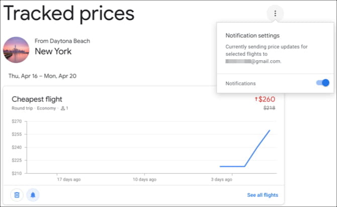 صورة لـ كيفية العثور على رحلات الطيران الرخيصة مع تنبيهات Google Flight | GoogleFlightsTrackedPricesNotifications-4ExNeLfs-DzTechs