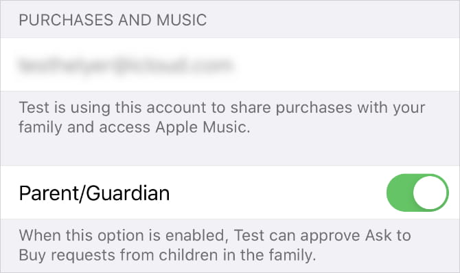 صورة لـ كيفية استخدام المشاركة العائلية لمراقبة iPhone الخاص بطفلك | ParentGuardian_toggle_in_Family_Sharing_settings-TodHvWfs-DzTechs