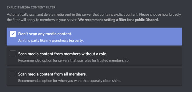 صورة لـ كيفية إنشاء وإدارة خادم Discord الخاص بك | changing_media_content_filter_on_dscord_server-AJpP5Xfs-DzTechs
