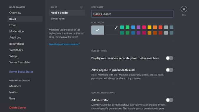 صورة لـ كيفية إنشاء وإدارة خادم Discord الخاص بك | changing_settings_for_roles_in_discord_server-pTpP5Xfs-DzTechs