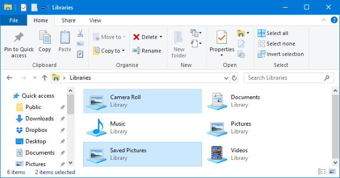صورة لـ كيفية حذف مجلدات Camera Roll و Saved Pictures في Windows 10 | libraries_670x351-PwIXbLfs-DzTechs