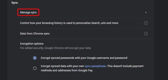 صورة لـ كيفية عرض كلمات السر المحفوظة في Google Chrome (ومنع الآخرين من الوصول إليها) | Chrome_Manager_Manage_Sync-heIhlMfs-DzTechs