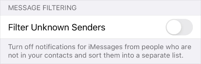 صورة لـ كيفية إلغاء حظر رقم جهة الاتصال على iPhone الخاص بك | Filter_Unknown_Senders_option_in_iPhone_Messages_settings-EpoVcNfs-DzTechs