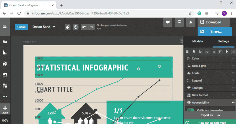 صورة لـ أفضل التطبيقات لإنشاء مخططات المعلومات البيانية وعرض البيانات | Infogram_768x403-uy06vMfs-DzTechs