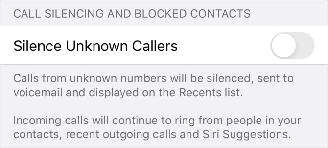 صورة لـ كيفية إلغاء حظر رقم جهة الاتصال على iPhone الخاص بك | Silence_Unknown_Callers_option_in_iPhone_Phone_settings-S1oVcNfs-DzTechs