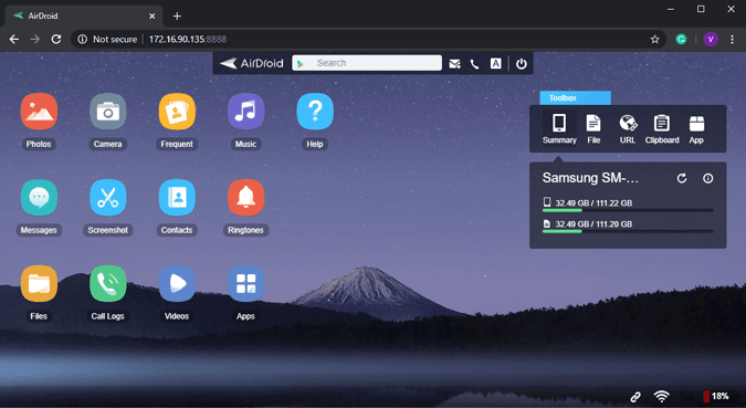 صورة لـ أفضل الطرق لمشاركة الملفات بين Android و Chrome OS | airdroid_local_web_app_1-LZz1tags-DzTechs