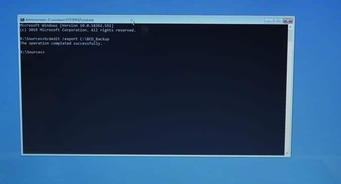 صورة لـ كيفية إصلاح رسالة الخطأ Bootmgr is missing في نظام Windows 10 | bcdedit_export_backup-YSt3pNfs-DzTechs