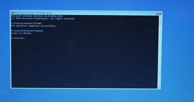 صورة لـ كيفية إصلاح رسالة الخطأ Bootmgr is missing في نظام Windows 10 | bootrec_fixboot_access_denied-7Rt3pNfs-DzTechs