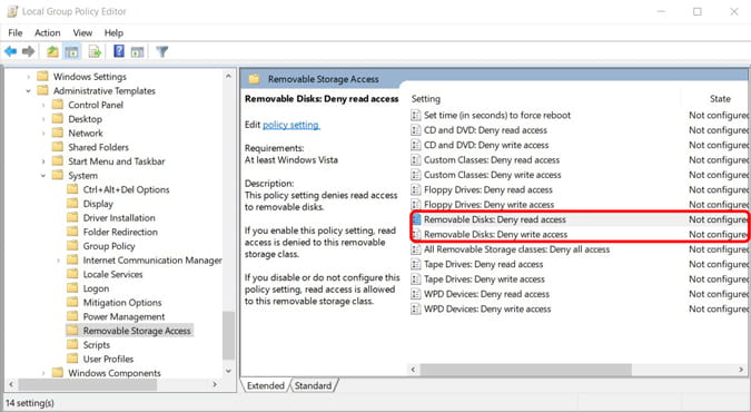 صورة لـ أفضل إعدادات سياسة المجموعة التي تحتاج إلى تعديلها للتحكم في Windows | disabling_both_read_and_write_of_external_divices-Os5S0Yfs-DzTechs