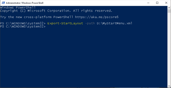 صورة لـ كيفية استخدام سياسة المجموعة لتخصيص قائمة ابدأ على Windows | export_startlayout_powershell_windows1803_1-R5tQ4Nfs-DzTechs