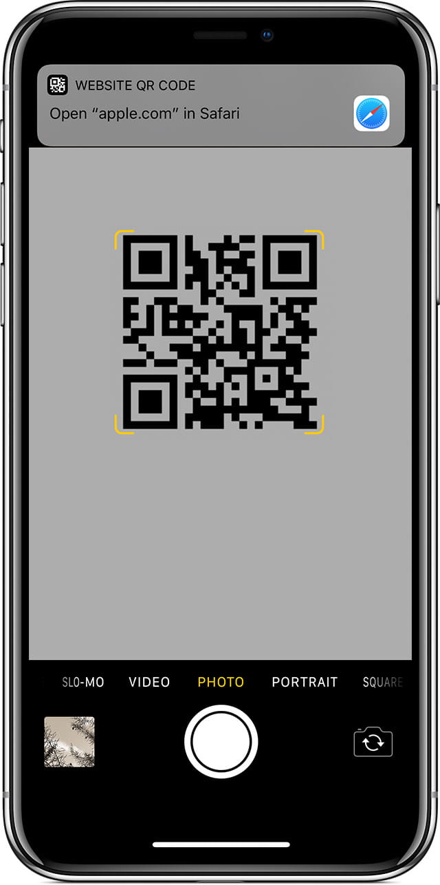 صورة لـ كيفية مسح رمز QR من أي صورة على iPhone | ios12_iphone_x_camera_open_safari_qr_code-NzRqFbgs