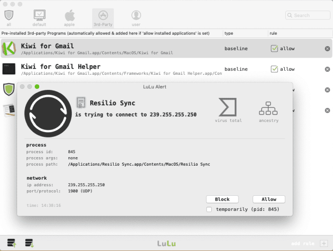 صورة لـ هل يحتاج جهاز Mac بالفعل إلى جدار حماية؟ ما تحتاج إلى معرفته | lulu_objective_see_app_alert_box-xu6F6Nfs-DzTechs