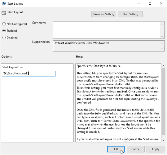 صورة لـ كيفية استخدام سياسة المجموعة لتخصيص قائمة ابدأ على Windows | path_to_xml_file_start_layout-GpuQ4Nfs-DzTechs