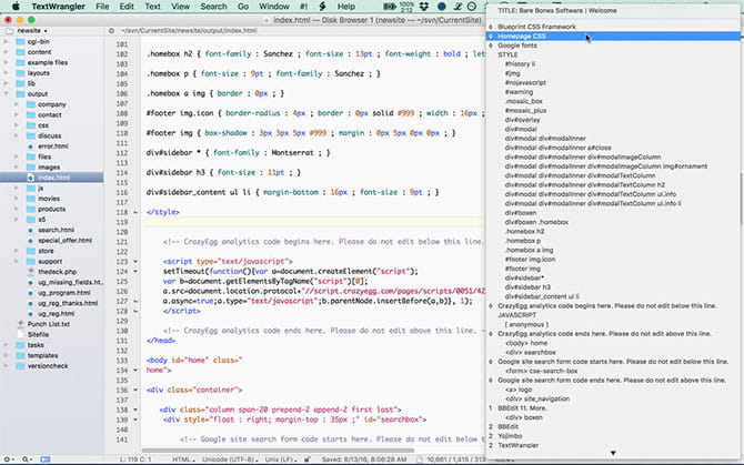 صورة لـ أفضل تطبيقات تحرير نصوص HTML لنظام التشغيل Mac | textwrangler-z8vo5Nfs-DzTechs