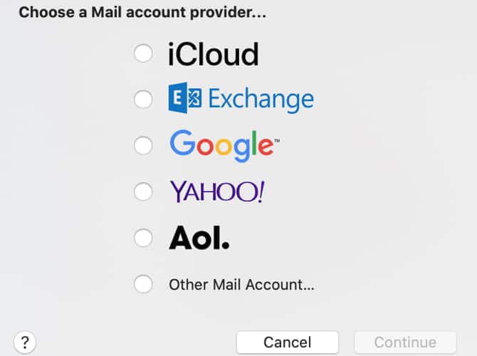 صورة لـ كيفية إضافة وإزالة حسابات البريد الإلكتروني على Mac | MacMailSelectType_NewAccount-2LjPDQfs-DzTechs