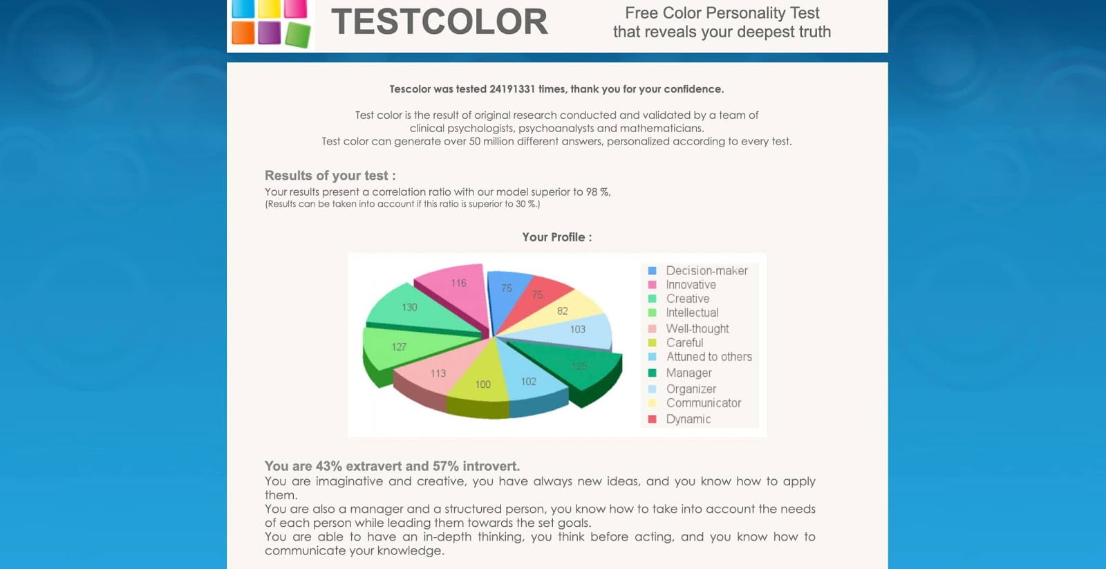 صورة لـ أفضل مواقع الويب للاختبارات النفسية المُمتعة والتحليلية | TestColorTestResults-IO7nAPfs-DzTechs