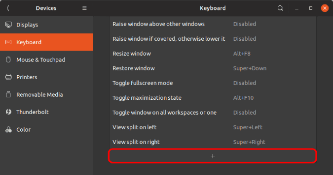 صورة لـ كيفية إنشاء اختصارات لوحة المفاتيح بسرعة في Ubuntu | add-keyboard-shortcut-GUI-DzTechs