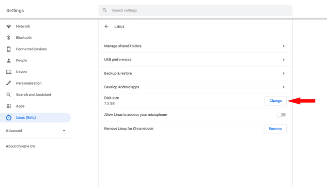صورة لـ كيفية توسيع التخزين لنظام التشغيل Linux على جهاز Chromebook | change_disk_space-KZ7tWbgs-DzTechs