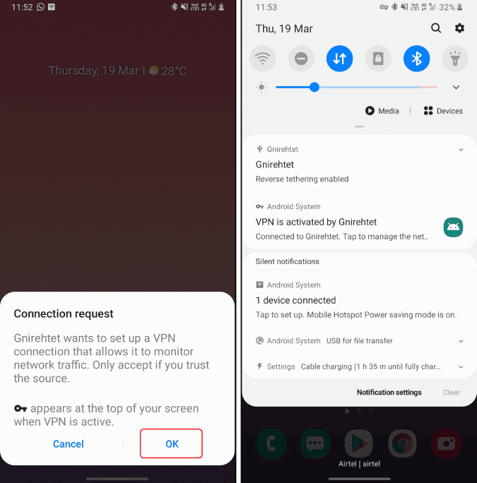 صورة لـ تطبيق يُتيح لك مشاركة شبكة WiFi على Ubuntu مع Android | gnirehtet_vpn_request_on_android-yoLcMPfs-DzTechs