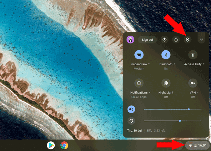 صورة لـ كيفية تمكين نغمة بدء التشغيل على Chromebook | going_to_settings_on_Chromebook-4daBucgs-DzTechs