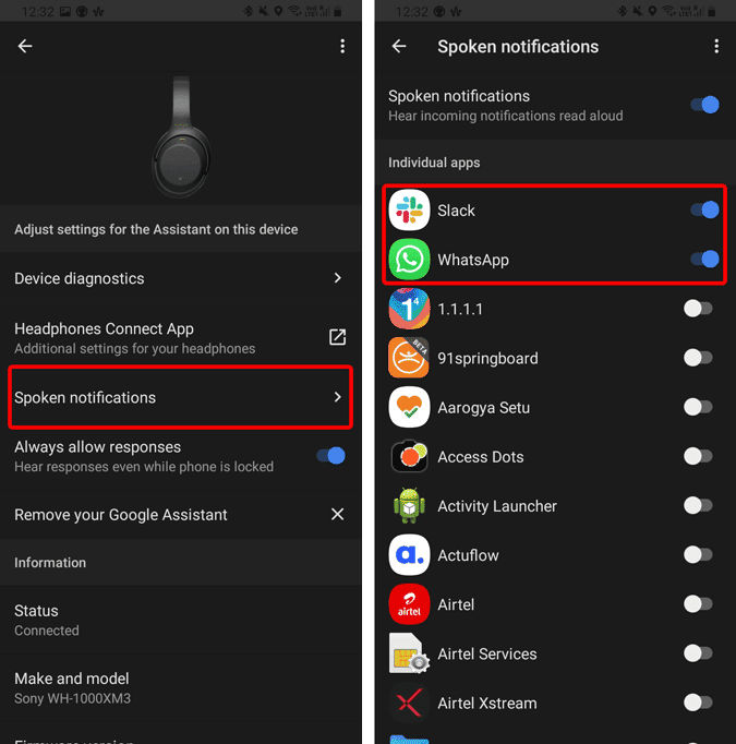 صورة لـ أفضل النصائح والحيل لـ Sony WH-1000XM3 | google_assistant_notification_settings-nMhTregs-DzTechs