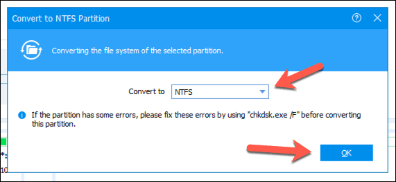 صورة لـ كيفية تحويل تنسيق محرك أقراص Windows من FAT32 إلى NTFS | AOMEI-Convert-NTFS-Box-DzTechs