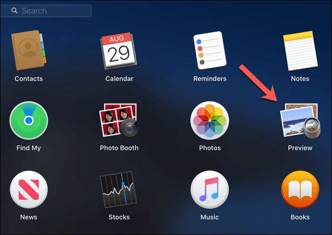 صورة لـ كيفية ضغط ملف PDF على نظامي Windows و Mac | Mac-Preview-Launchpad-DzTechs