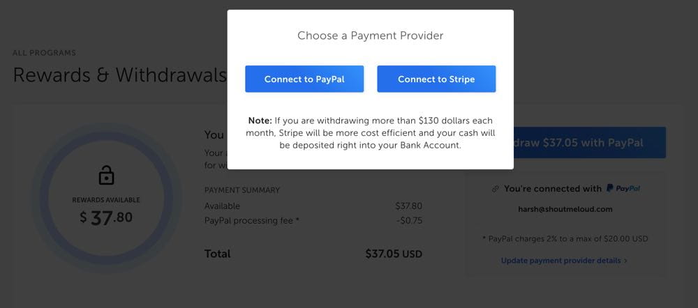 صورة لـ كيف تتلقى مدفوعاتك من التسويق بالعمولة؟ أفضل الطرق الشعبية | Partnerstack_Stripe_withdrawal-yynWlhgs-DzTechs