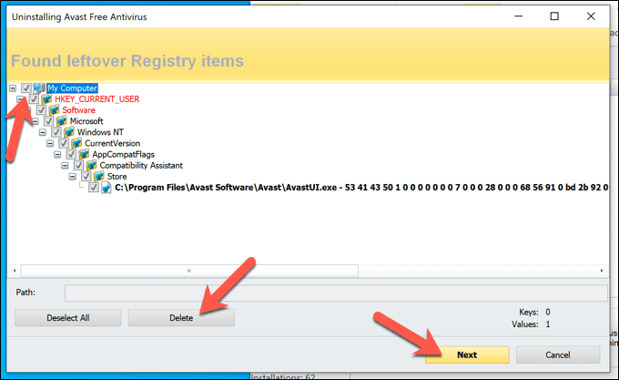 صورة لـ كيفية إلغاء تثبيت Avast على نظام التشغيل Windows 10 | Revo-Avast-Uninstall-Registry-Entries-DzTechs