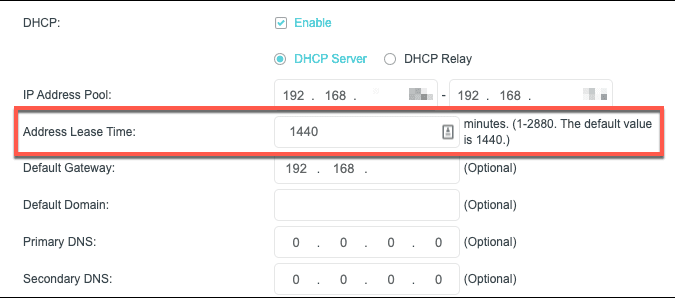 صورة لـ ما هي مدة تأجير DHCP وهل يجب تغييرها؟ | TPLink-Lease-Time-DzTechs