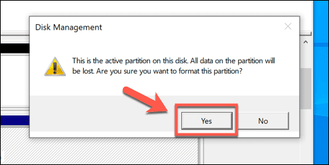 صورة لـ كيفية تحويل تنسيق محرك أقراص Windows من FAT32 إلى NTFS | Windows-Disk-Management-Format-Confirm-DzTechs