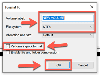صورة لـ كيفية تحويل تنسيق محرك أقراص Windows من FAT32 إلى NTFS | Windows-Disk-Management-Format-Options-DzTechs