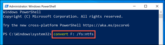 صورة لـ كيفية تحويل تنسيق محرك أقراص Windows من FAT32 إلى NTFS | Windows-PowerShell-Convert-DzTechs