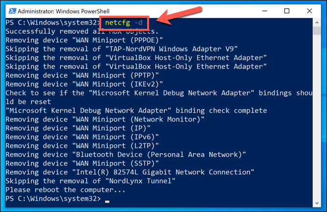 صورة لـ كيفية إعادة تعيين إعدادات الشبكة في نظام التشغيل Windows 10 | Windows-PowerShell-Netcfg-DzTechs