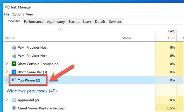 صورة لـ ما هي عملية Yourphone.Exe في نظام التشغيل Windows 10 (وهل يجب عليك إيقافها) | Windows-Task-Manager-YourPhone-DzTechs