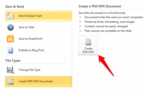 صورة لـ كيفية تحويل مستند Word إلى PDF بعدة طرق | convert-word-document-to-pdf-create-pdf-xps-document-button-DzTechs