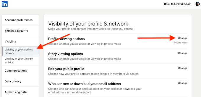 صورة لـ ما هو الوضع الخاص في LinkedIn وكيفية عرض الملفات الشخصية باستخدامه | desktop_visibility_change-DzTechs