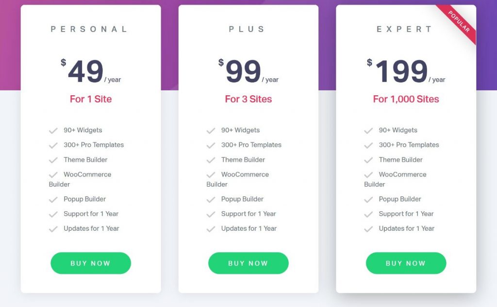 صورة لـ مراجعة Elementor Pro: هل هي أفضل إضافة مُنشئ الصفحات لـ WordPress؟ | elementor-pricing-1024x632-min-DzTechs