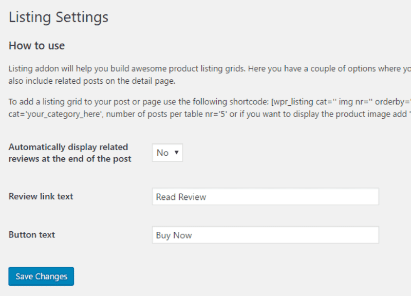 صورة لـ كيفية بدء موقع WordPress لمراجعة المنتجات وكسب المال | listing-settings-min-DzTechs