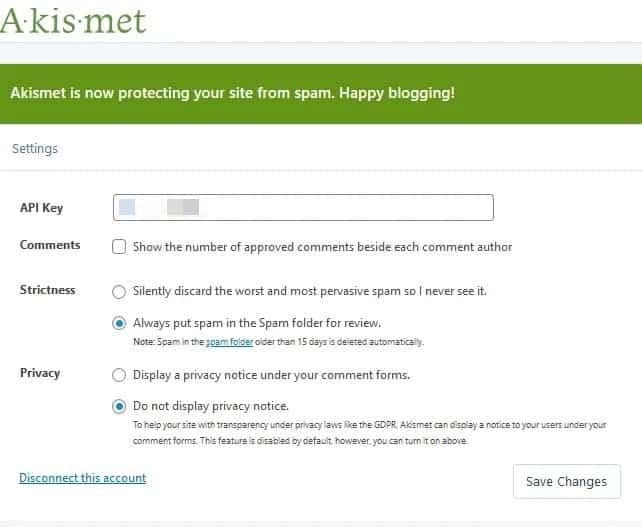 صورة لـ أفضل الإضافات التي يجب أن تكون لديك بعد تثبيت WordPress على موقع الويب | must_have_plugins_for_new_wordpress_installs_akismet_setup.png-0aFsJggs-DzTechs