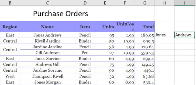 صورة لـ 3 طرق لتقسيم الخلية في Microsoft Excel | right-function-in-excel-DzTechs