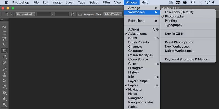 صورة لـ كيفية إعادة تعيين مظهر Adobe Photoshop إلى الوضع الافتراضي | select_workspace_photoshop-NT5quigs