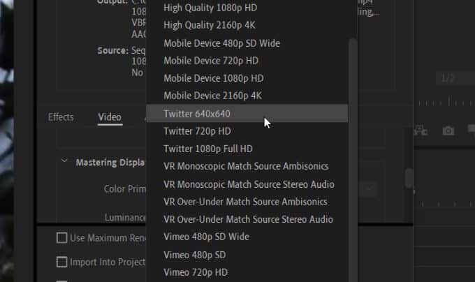 صورة لـ كيفية تصدير مقاطع الفيديو من Premiere Pro إلى شبكات التواصل الاجتماعي | twitterpresets-DzTechs